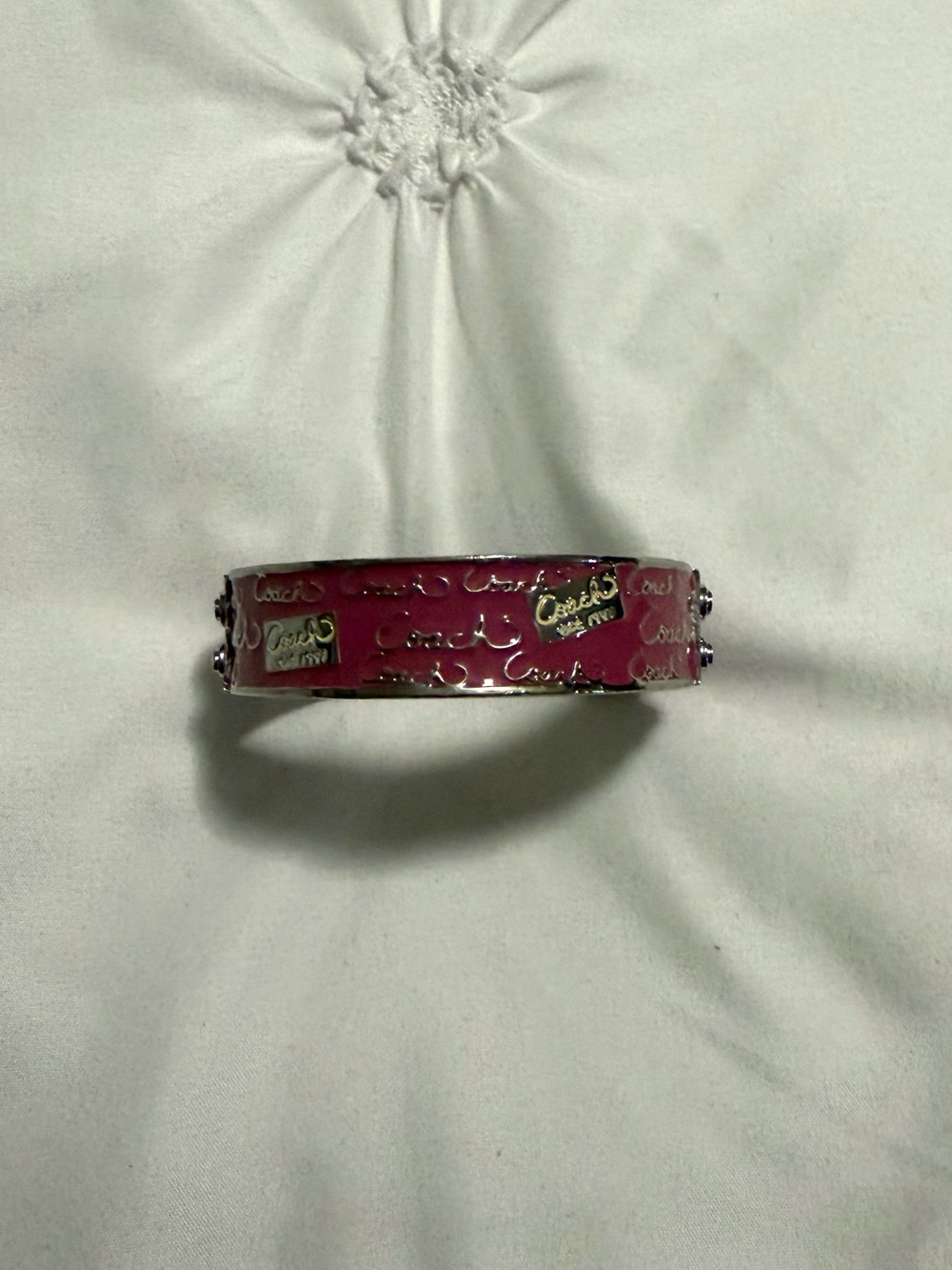 vintage coach pink and silver bangle bracelet